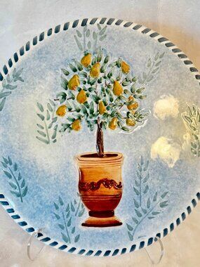 Gracey Knights Sakura Pear Tree Topiary 10" Stoneware Trivet Napa Valley Tuscan